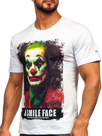 Bijeli muški T-shirt s printom Denley GS2554