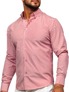 Koraljna prugasta muška košulja dugih rukava Bolf 22731