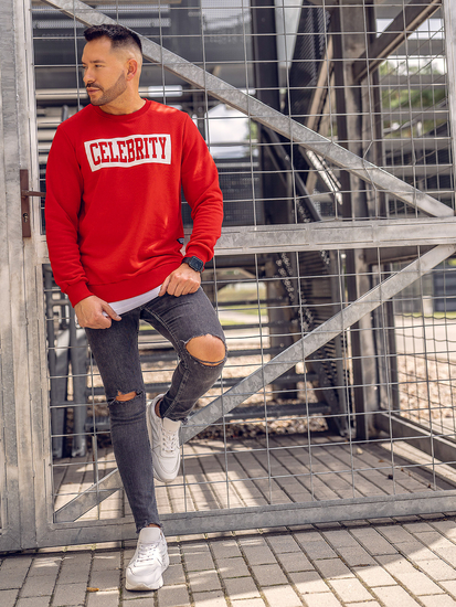 Muška bluza bez kapuljače s printom crvena Bolf 11115A