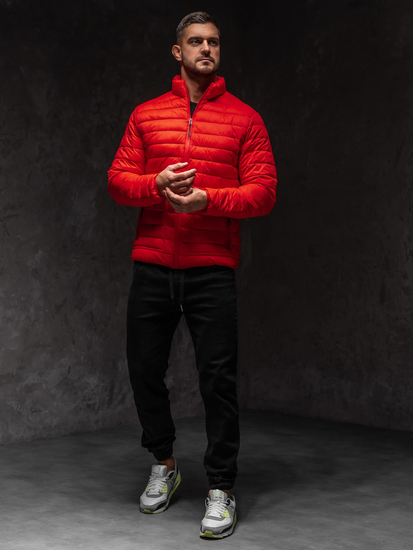 Crvena prošivena muška prijelazna jakna Bolf 13007