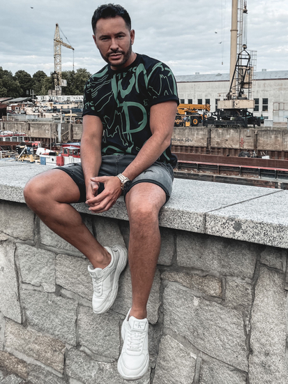 Crna pamučna muška majica s printom Bolf KS1972