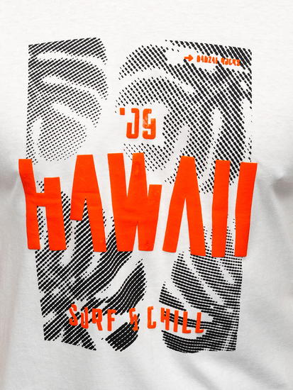 Muška pamučna majica s printom Bijela Bolf MPO3497