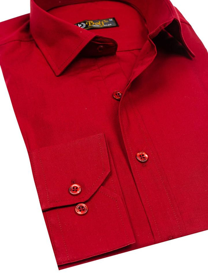 Bordo elegantna muška košulja s dugim rukavima Bolf 1703