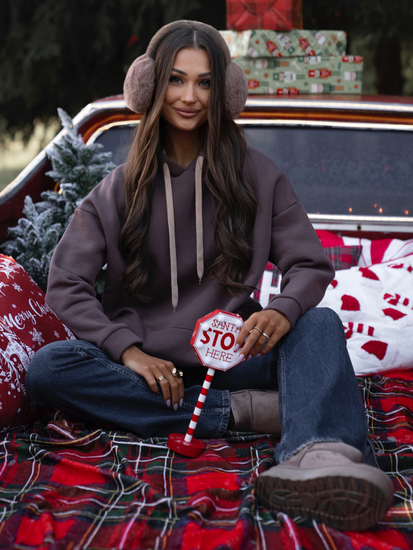 Ženska podstavljena hoodica s kapuljačom čokoladna Bolf 82131