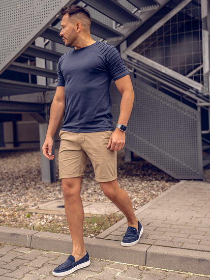 Tamnoplavi muški T-shirt bez printa Denley 8T88A