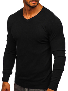 Crni muški pulover s V-izrezom Bolf YY03