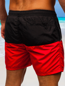 Crno-crvene muške kratke kupaće hlačice Bolf HM058