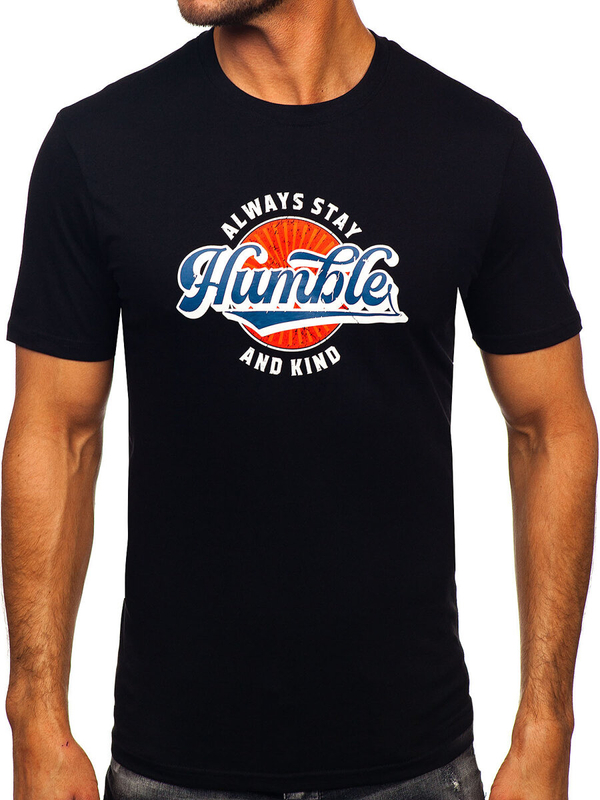 Muška pamučna majica s printom Crna Bolf MPO3531