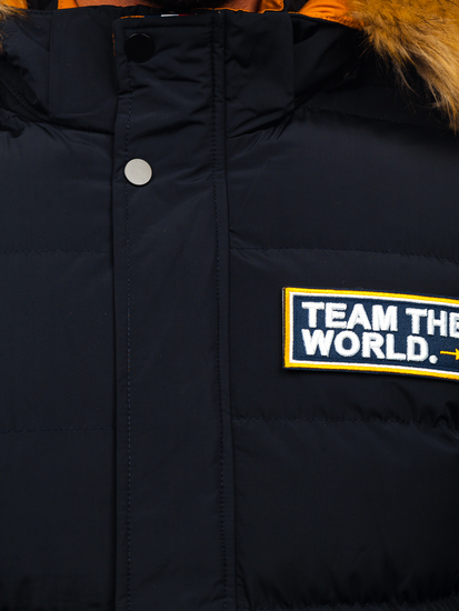 Tamnoplava duga prošivena jakna muška zimska Bolf 6477