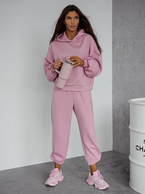 Ženski dvodijelni trenirke komplet s kapuljačom puderasti Bolf 525