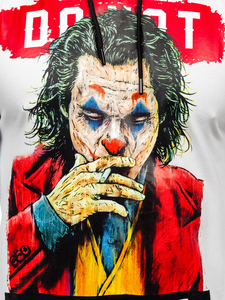 Bijela s printom dukserica muška s kapuljačom Bolf 6384