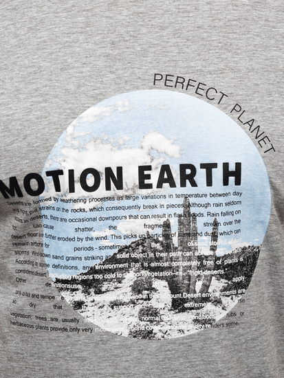 Muška pamučna majica s printom Sivo Bolf MPO3466