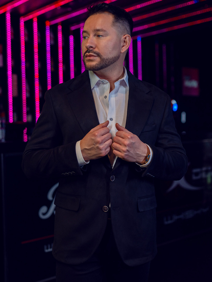 Muška crna baršunasta jakna Bolf 24410