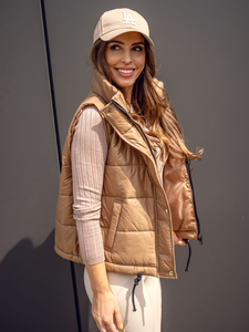 Smeđi kratki prošiveni prsluk ženski Bolf 82032