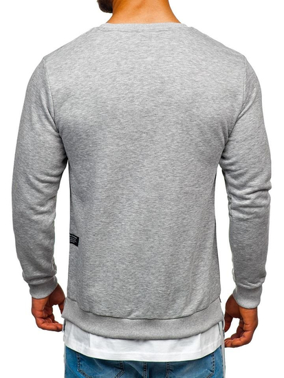 Dukserica mučka bez kapuljače s printom siva Bolf 11114