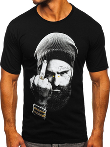 Crna majica muška s printom Bolf 142175