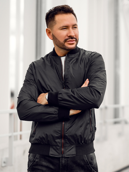 Crna muška prijelazna jakna bomberka Bolf 7116A