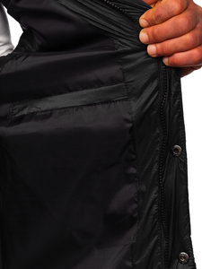 Crni prsluk muški prošiveni s kapuljačom Bolf 13078