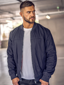 Tamnoplava dvostrana prijelazna muška bomber jakna Denley 84M3005A