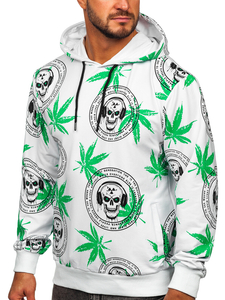 Bijela s printom muška dukserica s kapuljačom Bolf 6424