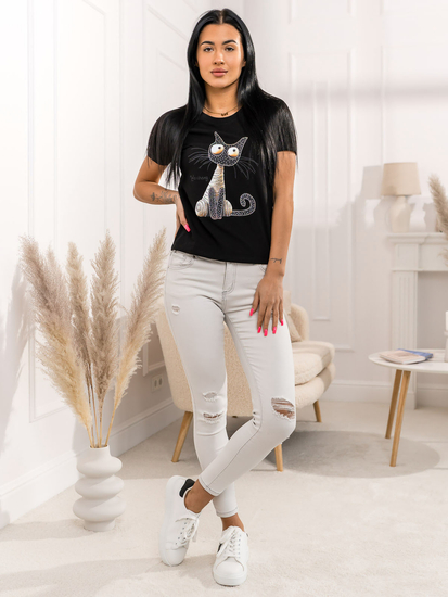 Ženska majica s printom Crna Bolf 95T2515