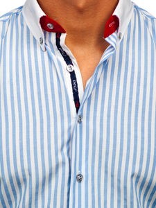 Svijetloplava prugasta košulja muška dugih rukava Bolf 20727