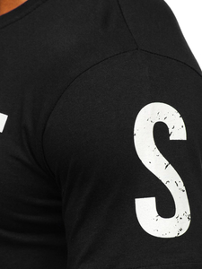 Crna pamučna muška majica s printom Bolf 1180