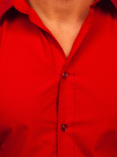 Tamno crvena elegantna muška košulja s dugim rukavima Bolf 1703