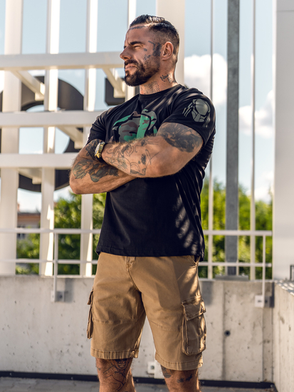 Crna pamučna muška majica s printom Bolf 192379A