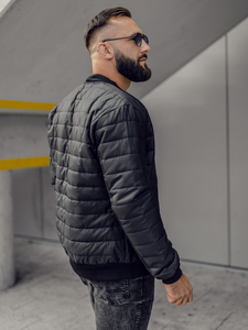 Muška prijelazna prošivena bomber jakna crna Bolf MY-02A2