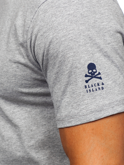 Siva pamučna muška majica s printom Bolf 14784