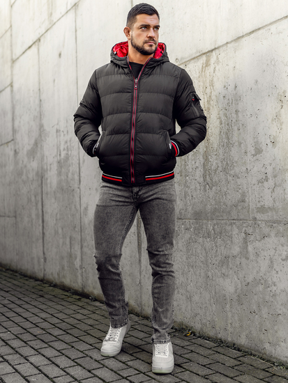 Crno-crvena dvostrana prošivena jakna muška zimska Bolf 7410