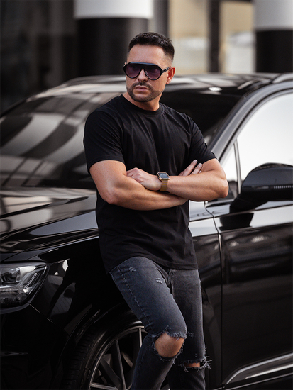 Majica muška bez printa crna Bolf 14291