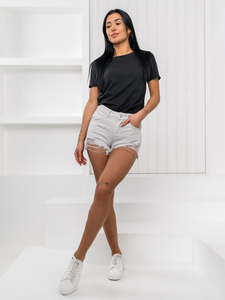 Ženske traper kratke hlače Sivo Bolf A63A