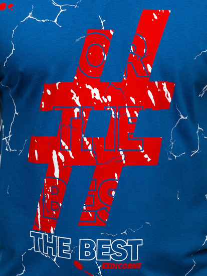 Plavi muški pamučni t-shirt s printom Bolf 14728