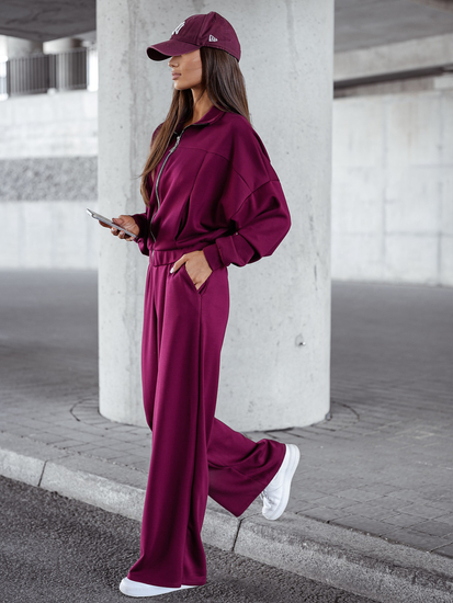 Ženski dvodijelni trenirke komplet na patent bordo Bolf 821109