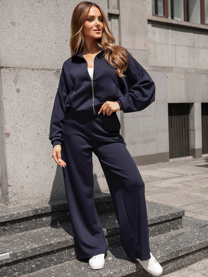 Ženski dvodijelni trenirke komplet na patent tamnoplavi Bolf 821109