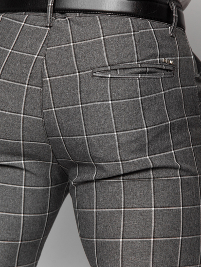 Elegantne muške hlače na kockice Antracit Bolf 0044