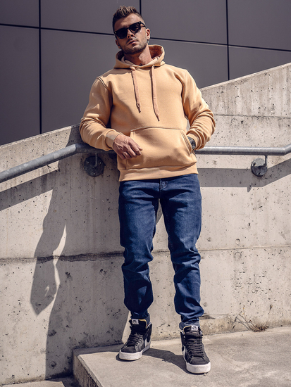 Smeđa muška dukserica s kapuljačom s klokan džepom Bolf 1004