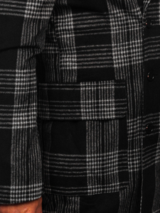 Crni izoliran muški zimski kaput s kariranim uzorkom Bolf 1193