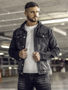 Muška crna traper jakna Bolf 200A