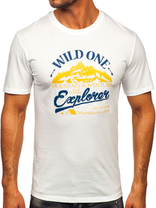 Muška pamučna majica s printom Bijela Bolf MPO3484