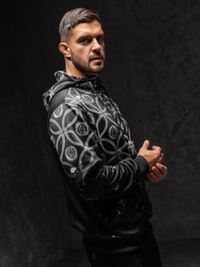 Muška majica s kapuljačom s patentnim zatvaračem Crna Bolf 27B8122A1