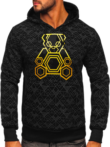 Crna s kapuljačom dukserica muška sa cirkonima Bolf HM566