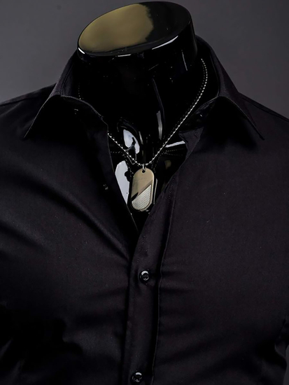 Crna elegantna muška košulja s dugim rukavima Bolf 1703A