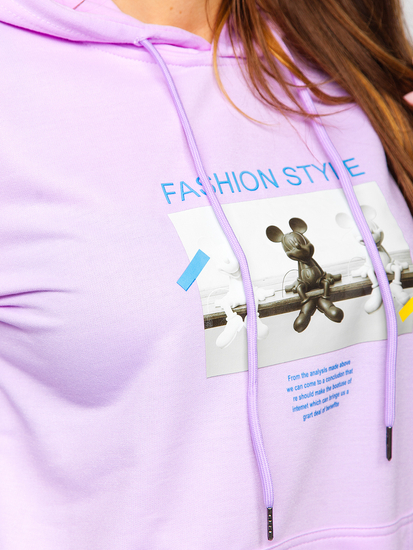 Ljubičasta s printom dukserica ženska s kapuljačom Bolf HL9268