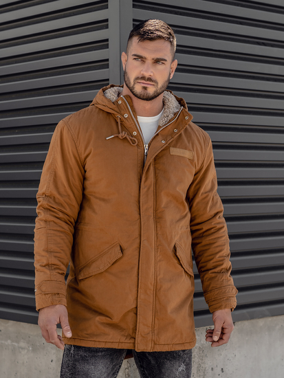 Pamučna zimska parka jakna muška boje devine dlake Bolf EX838A