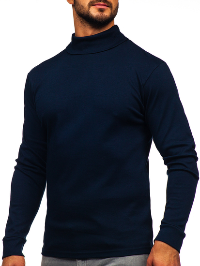 Muški osnovni pamučni pulover s polo ovratnikom Crn Bolf 535