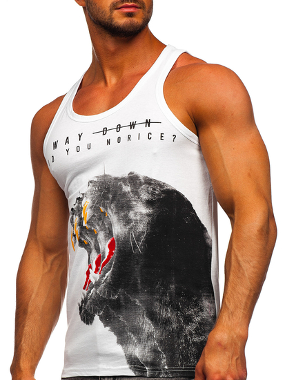 Bijela boxer majica tank top s printom Bolf 14836