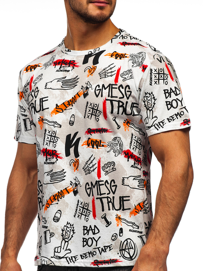 Bijela majica muška s printom Bolf 14908